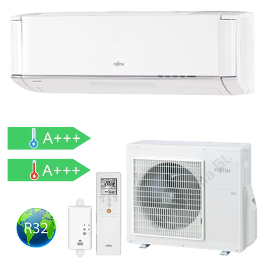 FUJITSU ASYG12KXCA/AOYG12KXCA (kültéri + beltéri egység) Oldalfali split klíma 3,4 kW Hősz. Inver. R32