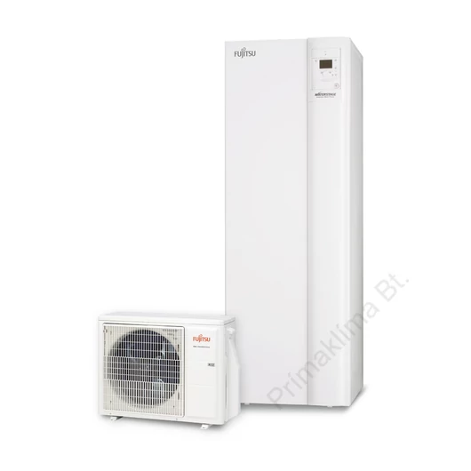 FUJITSU WGYA080ML3/WOYA060KLT (hidraulikus egység+kültéri egység) Waterstage levegő-víz hőszivattyú (beépített 190 literes HMV tartállyal) COMFORT DUO 5,5 kW,230V, R32