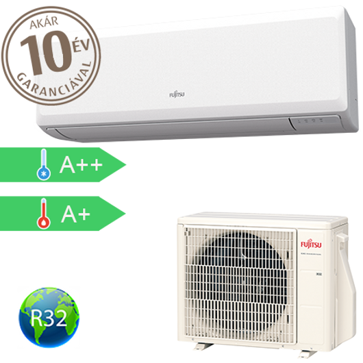 FUJITSU ASYG09KPCE/AOYG09KPCA (kültéri + beltéri egység) Oldalfali split klíma 2.5 kW Hősz. Inver. R32